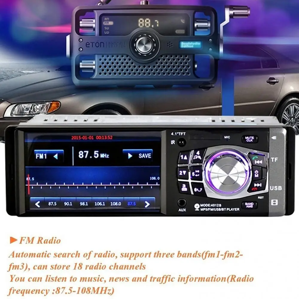 Hot Sales 4012B 4 1 Inch Bluetooth 1 Din Car Radio Stereo FM USB MP5 Player