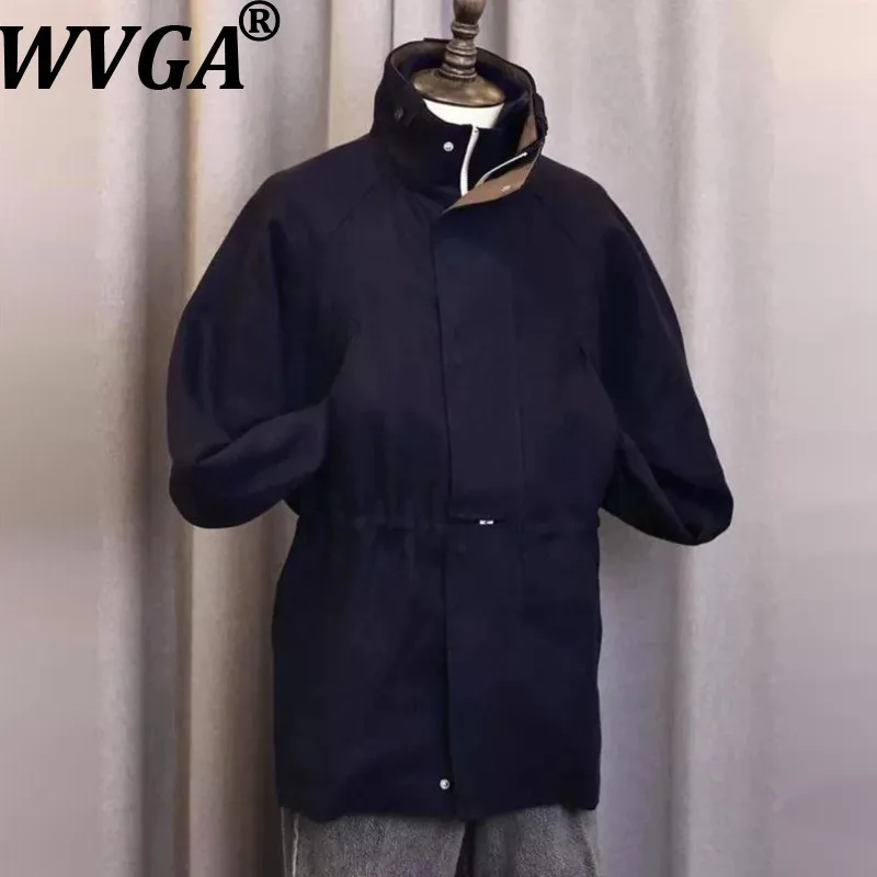 WVGA ربيع الخريف جديد الرجال المد النمط الأمريكي خمر جاكت مزود بغطاء للرأس المتخصصة شيك عادية الوقوف طوق معاطف الشارع الشهير Ins W16427