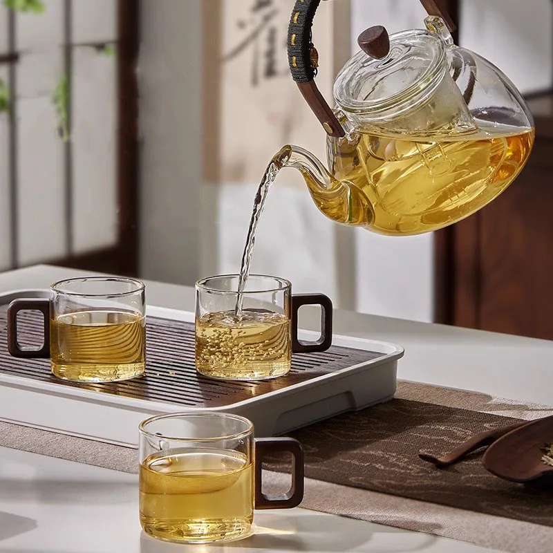 YWDL 1pcs Heat-resistant Glass Tea Cup With Walnut Handle 120ml Mini  Espresso Cup Set Ground Coffee Mug Glasses Brewing Teaware - AliExpress 15