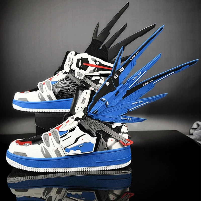 Mannen Merk Designer Schoenen Heren Skateboardschoenen Mannen Gundam Sneakers Voor Vrouwen Uinsex High-Top Hiphop Street Dance Sneakers