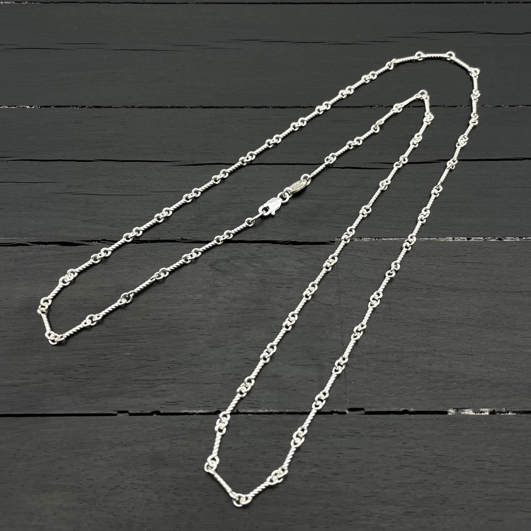 sterling silver necklace O-shaped necklace men vintage Thai silver hemp flowers chain twisted string chain clavicle chain women