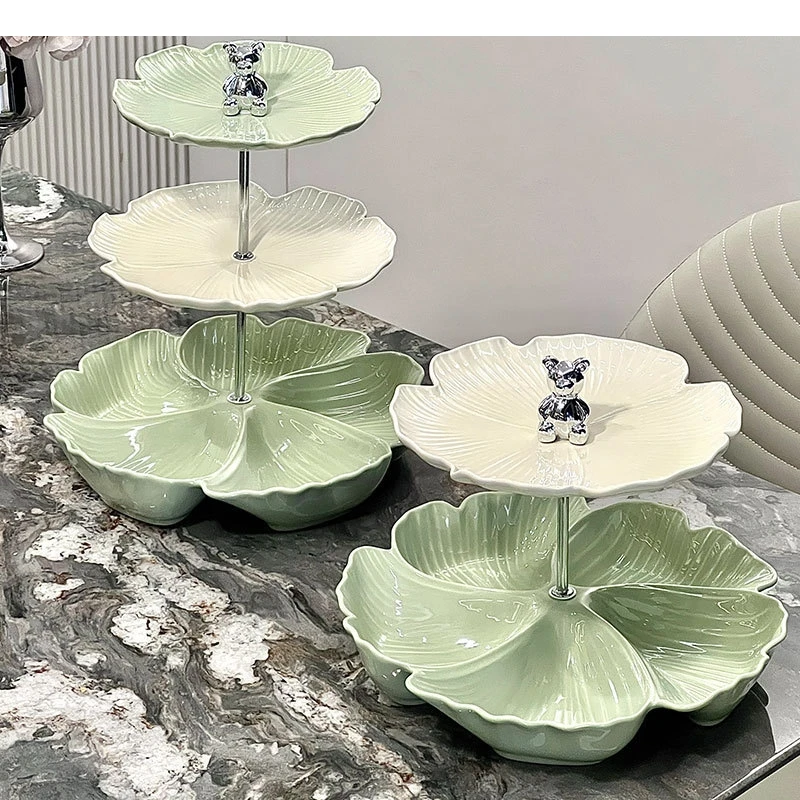

Multi Layered Fruit Plate Wedding Party Candy Snacks Dessert Modern Home Decoration Ceramic Shelf