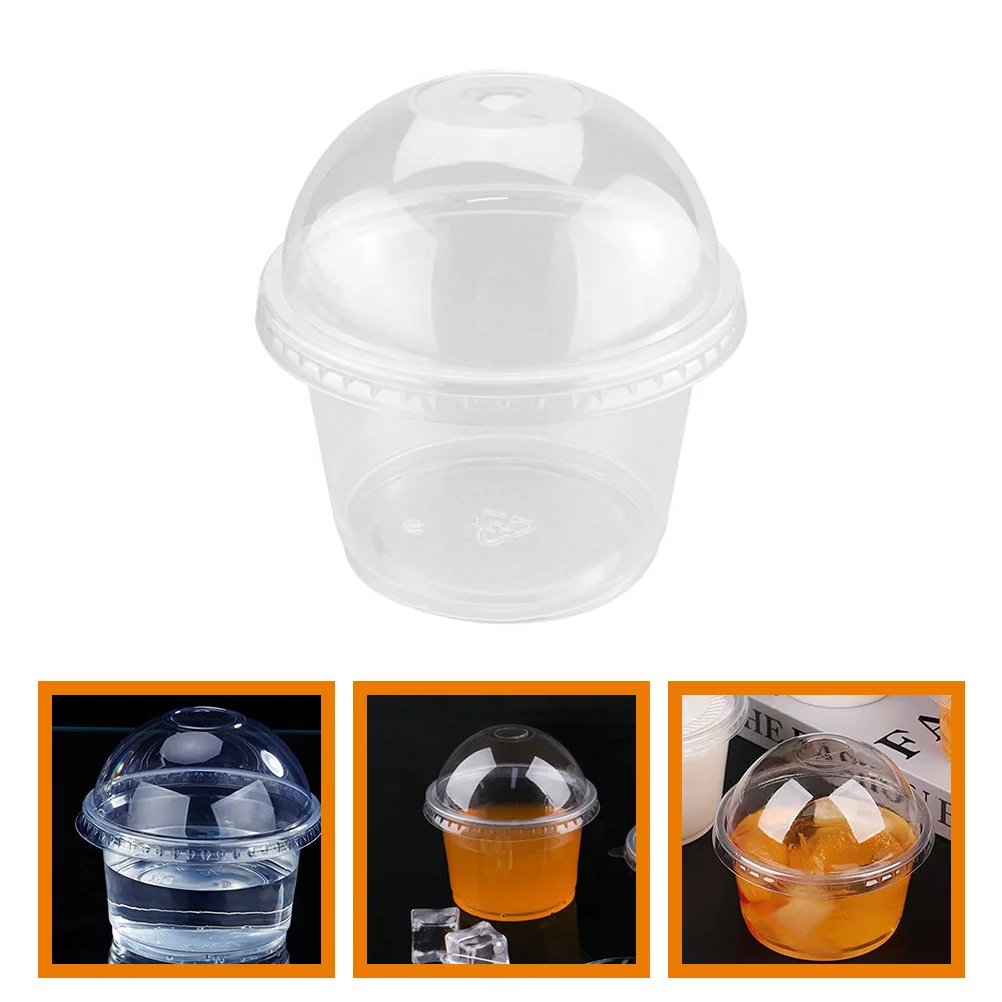 Copos De Sobremesa De Plástico Descartáveis Com Tampas, Copos De Pudim, Copos para Sorvete De Sopa Sundaes, 50pcs