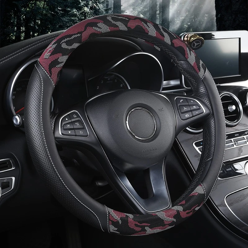 3D Camouflage Print Steering Wheel Cover  Durable Leather Cover with Anti-Slip Lining, Fit for 14.5"-14.8" - view 2