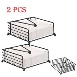 2Pcs New Flat Napkin Holder Metal Rustic Kitchen Napkin Holder Square Paper Dispensers with Adjustable Arm for Countertop Table