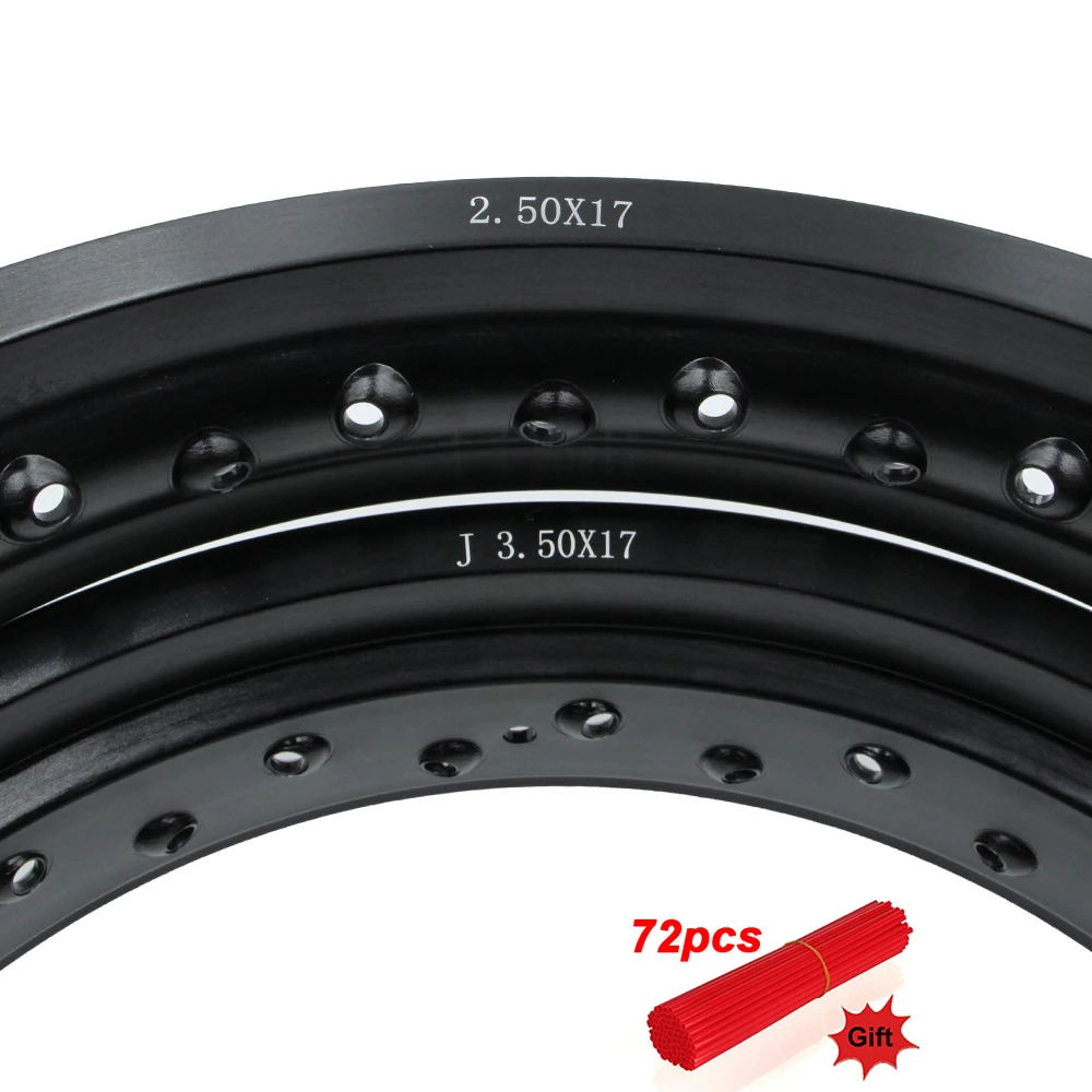 2.50x17 inch 3.50x17 inch 36 Hole Black Aluminum Motorcycle Rim for Motocross off Road Replacement Parts