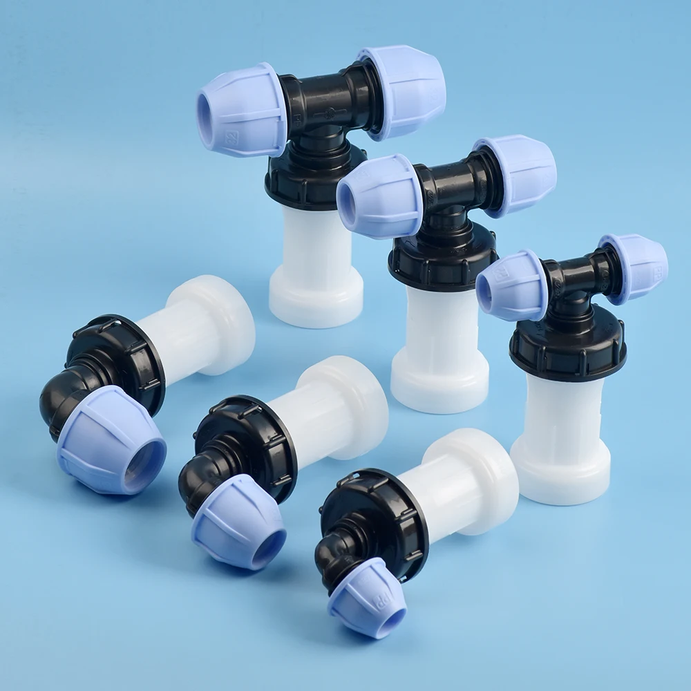 S60*6 IBC Ton Barrels Extension Joint Fittings S60 IBC Tank To 20/25/32mm PE Pipe Adapter Irrigation Watering Quick Connector