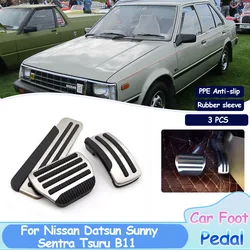 For Nissan Datsun Sunny Sentra Tsuru B11 Car Foot Pedals Stainless Steel Pad Fuel Brake Non-slip No Drilling Alloy Auto Covers