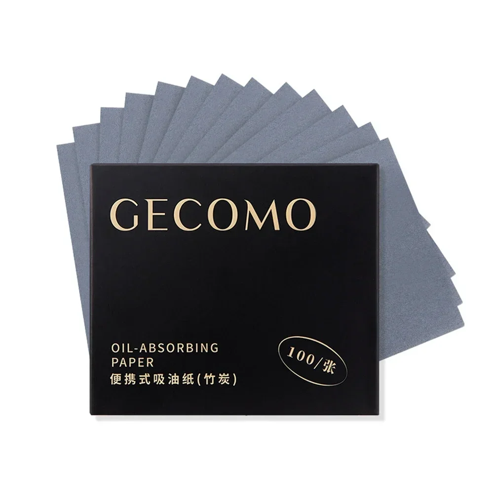 100 fogli di carta per il controllo dell'olio con custodia e soffio di polvere, carta assorbente per olio, carbone di bambù, fogli assorbente per olio per il viso per pelle grassa
