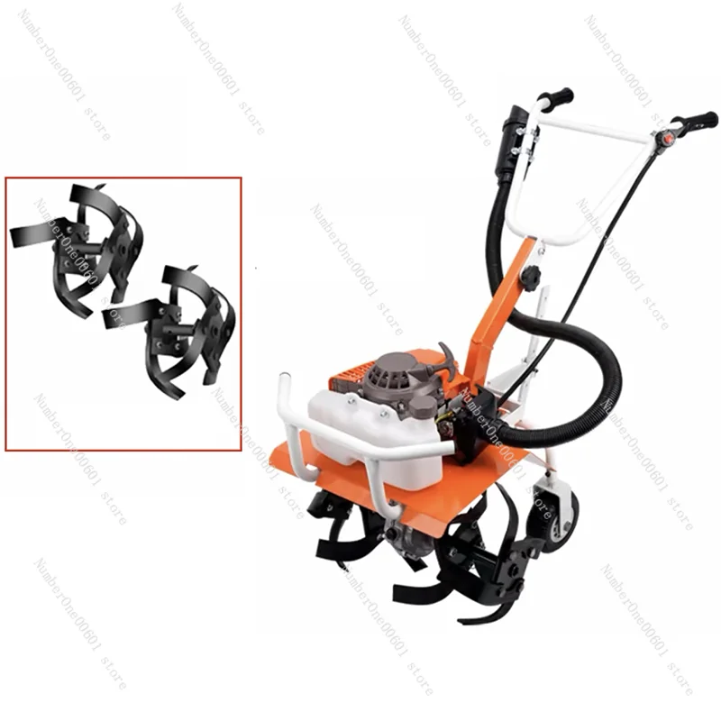 High power cultivator Micro-tillator Small Agricultural Gasoline Rotary Tiller Home Hoe Weeding, Loosen Soil, Open Ditch, Plow