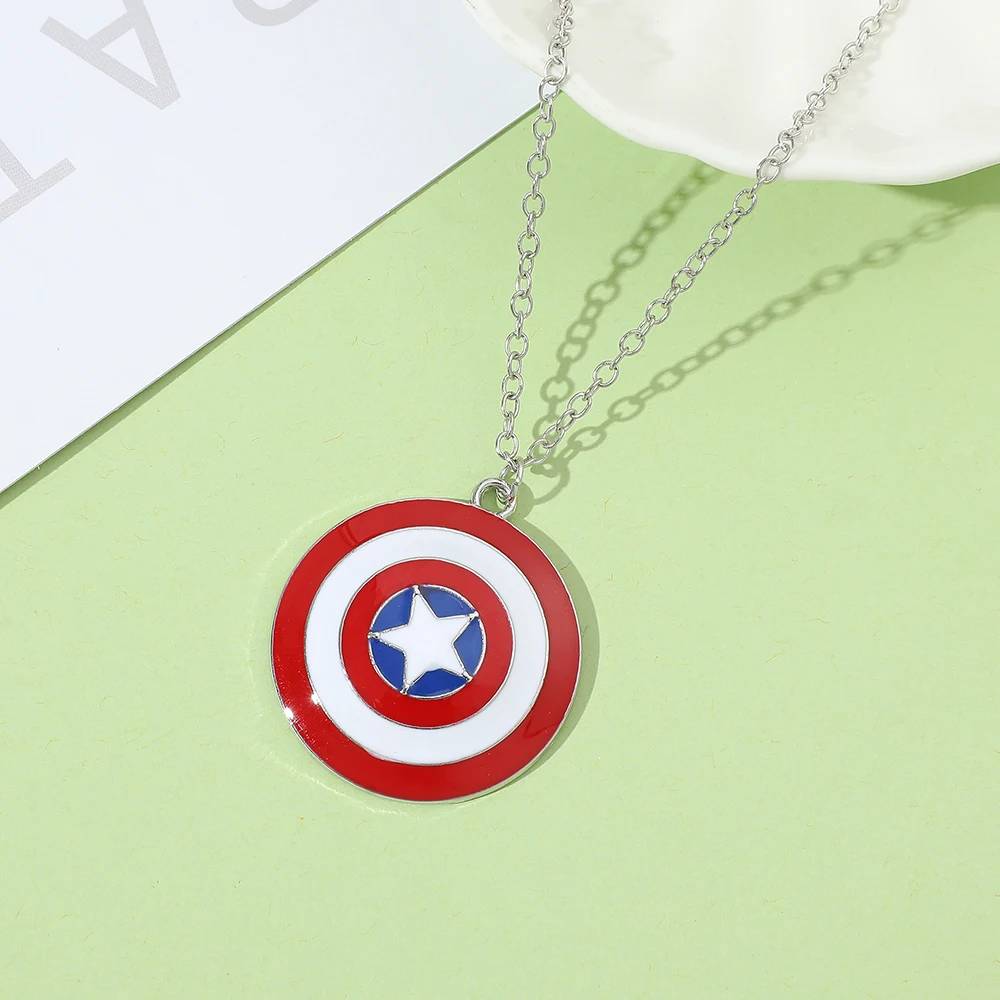 Captain America Shield Anhänger-Halskette, Superhelden-Mode, Punk-Stil, Cosplay-Schmuck für Damen und Herren, trendiges Accessoire – Detail 6