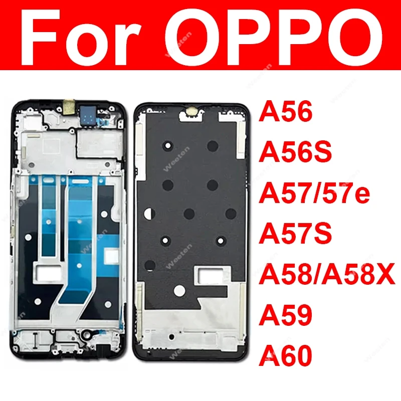 

Передняя рамка ЖК-дисплея для OPPO A56 A56s A57 A57s A57e A58 A58X A59 A60 4G 5G Передняя ЖК-рамка Корпус Детали корпуса