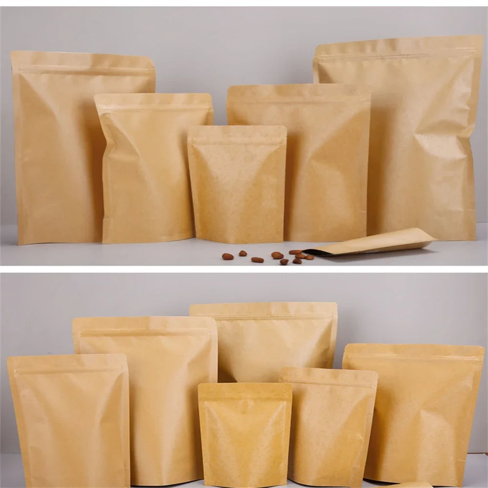 

50 PCS Customized Brown Kraft Paper Bags High Quality Shopping Bags with Custom Logo Printing Eco-Friendly Retail Packaging