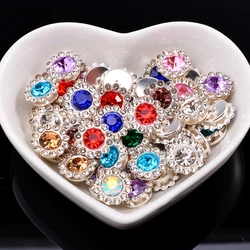 10/12/14mm Sunflower Rhinestones Crystal AB  With Claw Glass Sew On Crystal Stone Strass Diamond Metal Base For Sewing