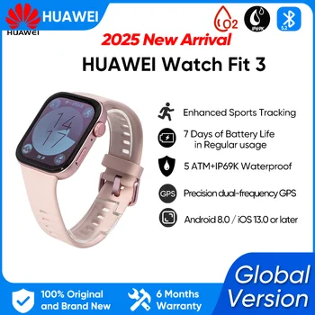 HUAWEI Watch Fit 3 Smartwatch 1.82 ''Display AMOLED Ultra Slim Design Atualizado Gerenciamento de Saúde Huawei Watch Fit 3 Pçsو
