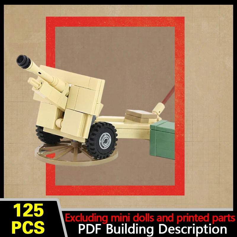 25-Pounder Howitzer Battle Pack Model MOC Building Bricks War Equipment Modular Technology Gifts Holiday Assemble Children Toys