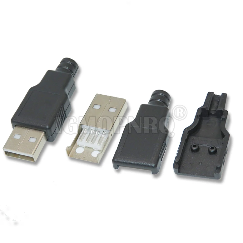 5 Set(Male+Female) Type A Male+Femal 4P Welding Line Plastic Shell USB Port Connector Three Pieces 10PCS