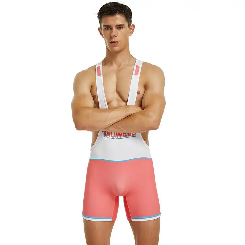 

Men's Pink Swimming Trunks And Wrestling Vest Outfit Casual Comfortable Breathable Innerwear for All Seasons Unisex Design