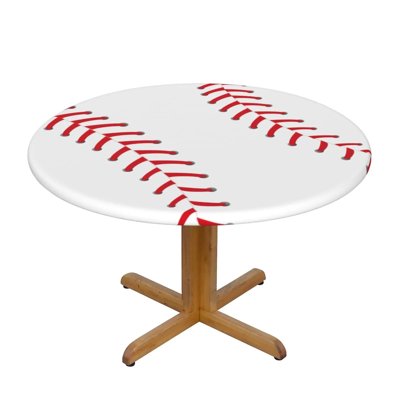 

Baseball Round Tablecloth Fitted Table Cover with Elastic Edge Waterproof Fitted Table Cover for Home Party Indoor Outdoor Decor