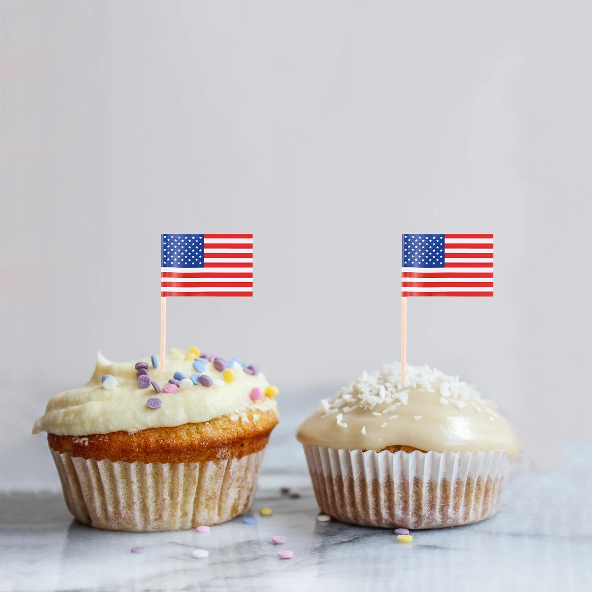 

100Pcs American Flag Picks Food Toothpicks 25 Inch Long Wooden Sticks Patriotic Theme Party Decoration Us Flag Food Picks