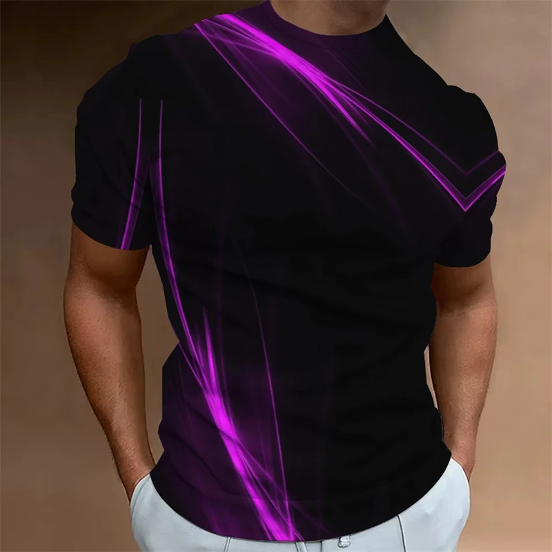 3D Optical Gradient Printed T Shirt For Men Fashion Trend Leisure Round Neck Short Sleeve Tops Oversized T-shirts Streetwear