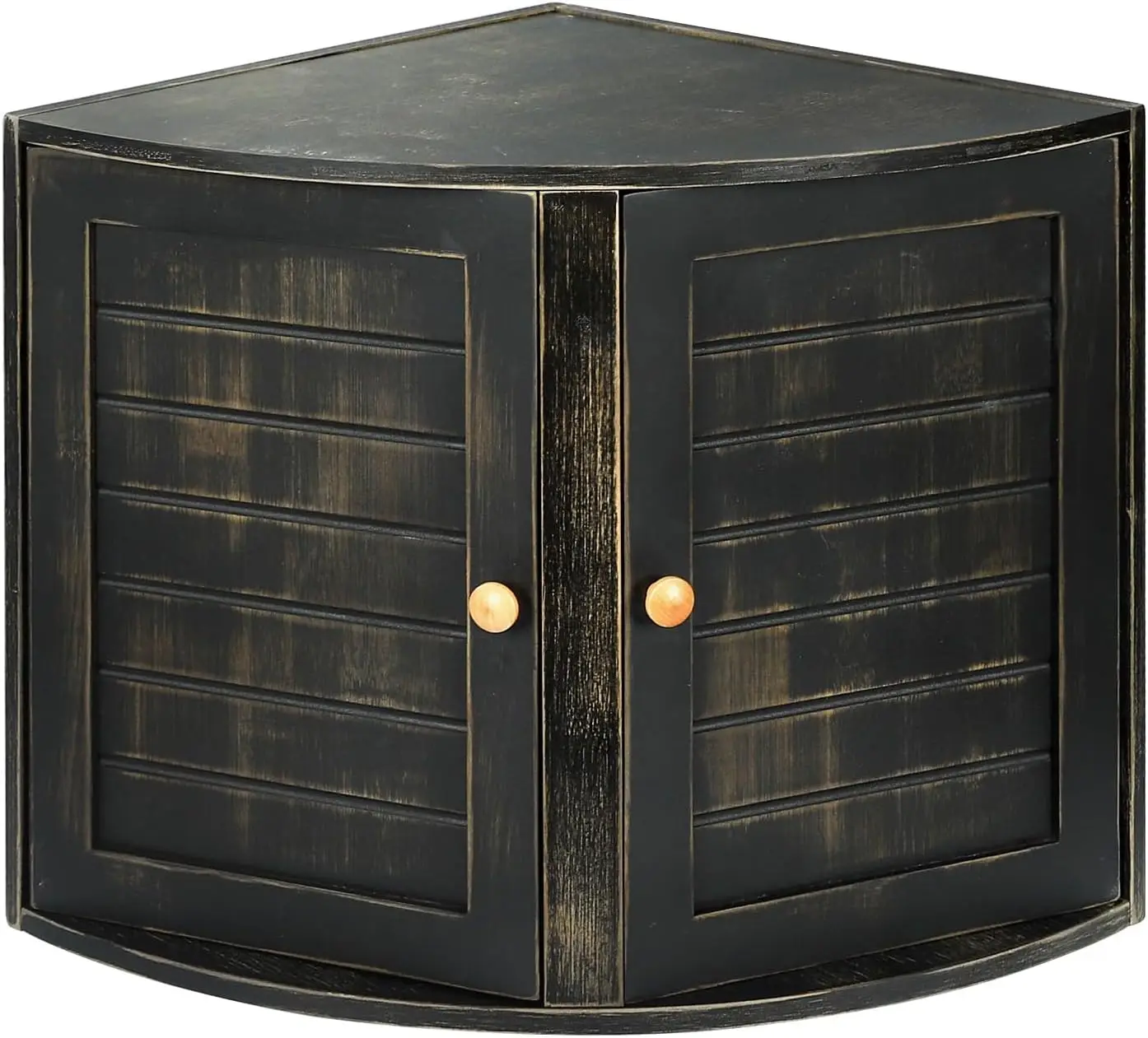 

Vintage Black Bamboo Corner Bread Box, Double Layer Large Capacity Kitchen Storage