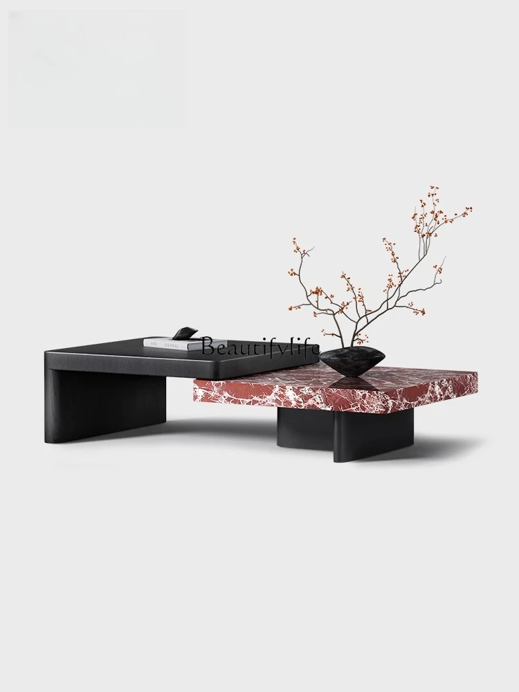 

Italian minimalist natural marble coffee table living room home