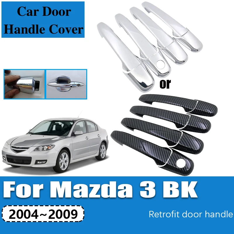 

Хромированные чехлы на дверные ручки автомобиля для Mazda 3 BK Mazda3 MPS 2004 ~ 2009 2005 2006, наклейка на отделку, защита от царапин, внешние автоаксессуары