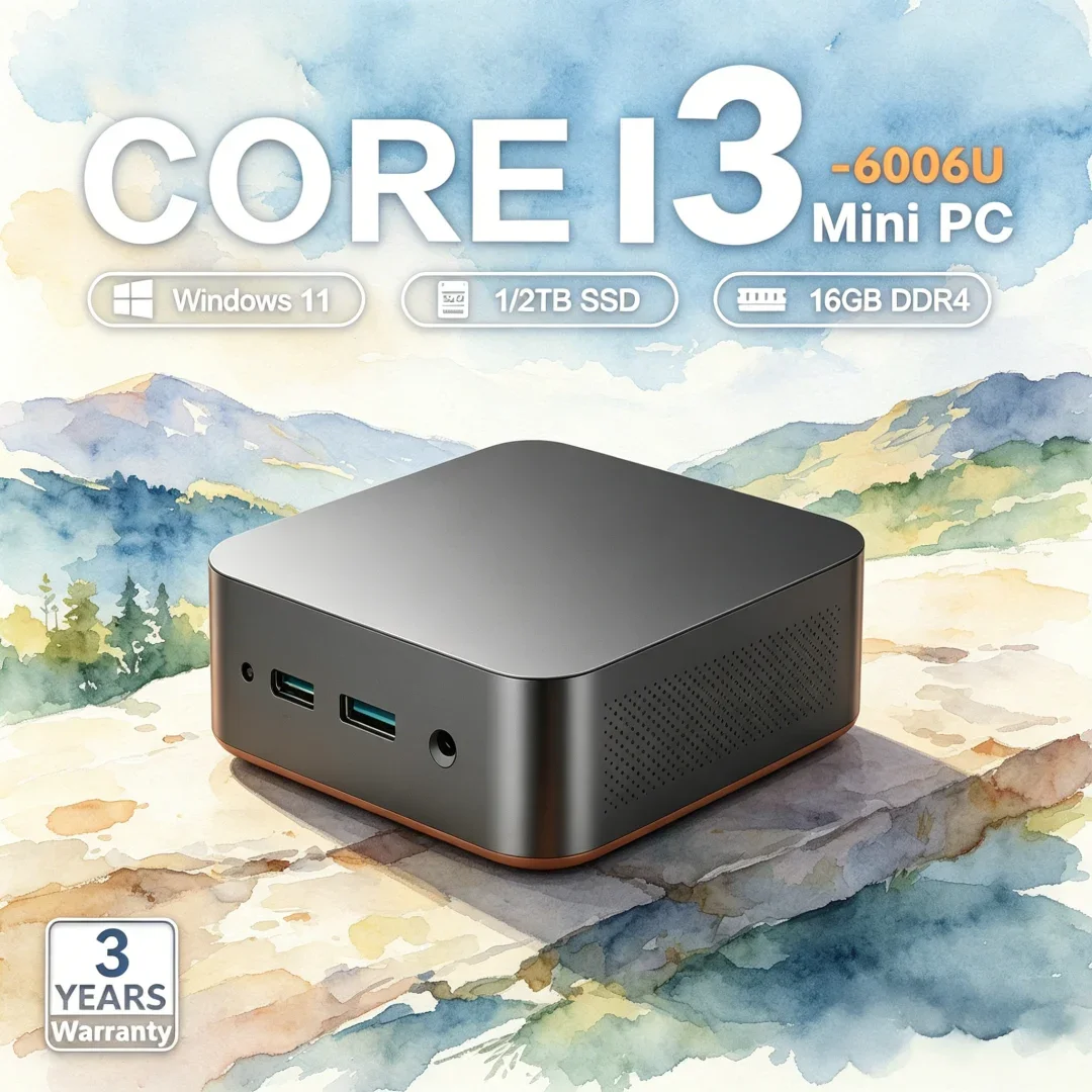 Premium compacto mini pc windows 11 pro core i3 6006u 32gb ram 1tb 2tb ssd wifi 6 bt5.2 4k hd fino lazer jogos aprendizagem em casa