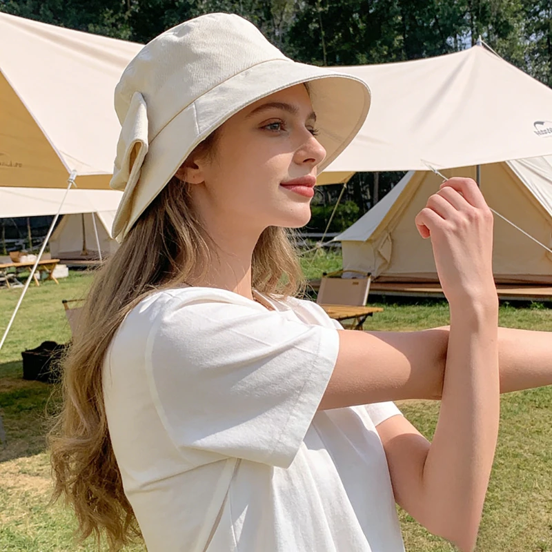 Japanese Fisherman Hat for Sun Protection, Trendy Brand Women's Korean Version, Early Spring and Autumn Split Bow Hat