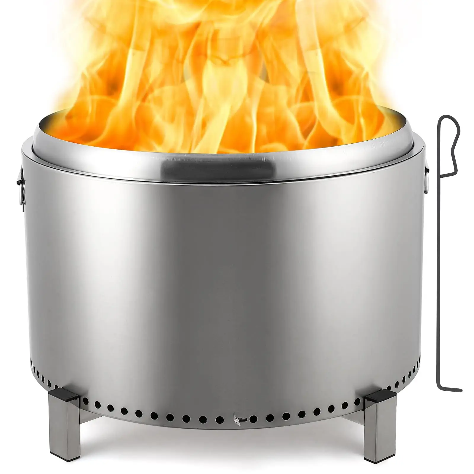 

Мини-пожар с низким дымом на открытом воздухе, 27-дюймовая бездымная костра из нержавеющей стали, наружное костра для заднего двора, кемпинга, пикников, wi