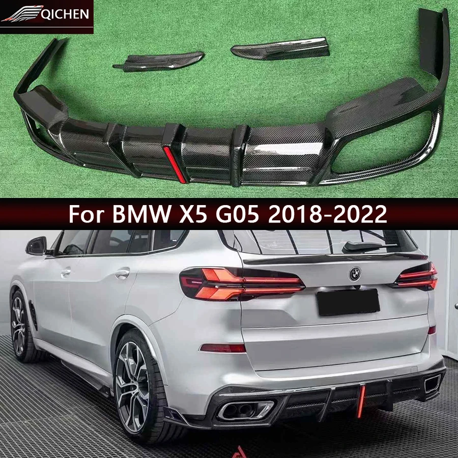 

For BMW X5 G05 2018-2022 Carbon Fiber Back lip Car Bumper Diffuser Spoiler Rear Splitters Diverter Car Accessories body kit