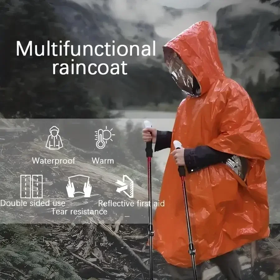 

1/3/5pcs Emergency Poncho Set - Insulated Thermal Raincoat Blanket - Outdoor Camping Survival Gear Emergency Blanket