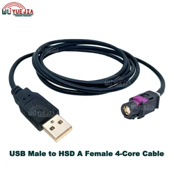 HSD to USB Cable USB AM / AF to 4 Pin HSD Black Code A Female Jack LVDS Cable Car Head Unit Control Screen RCC NAC Cable Adapter