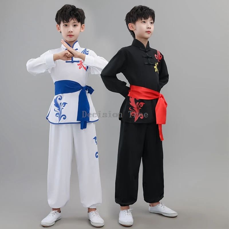 2025 kinderen chinese stijl vechtsport pak elastische katoenen trainingspak set lange mouwen tai chi kung fu kostuum jongens meisjes