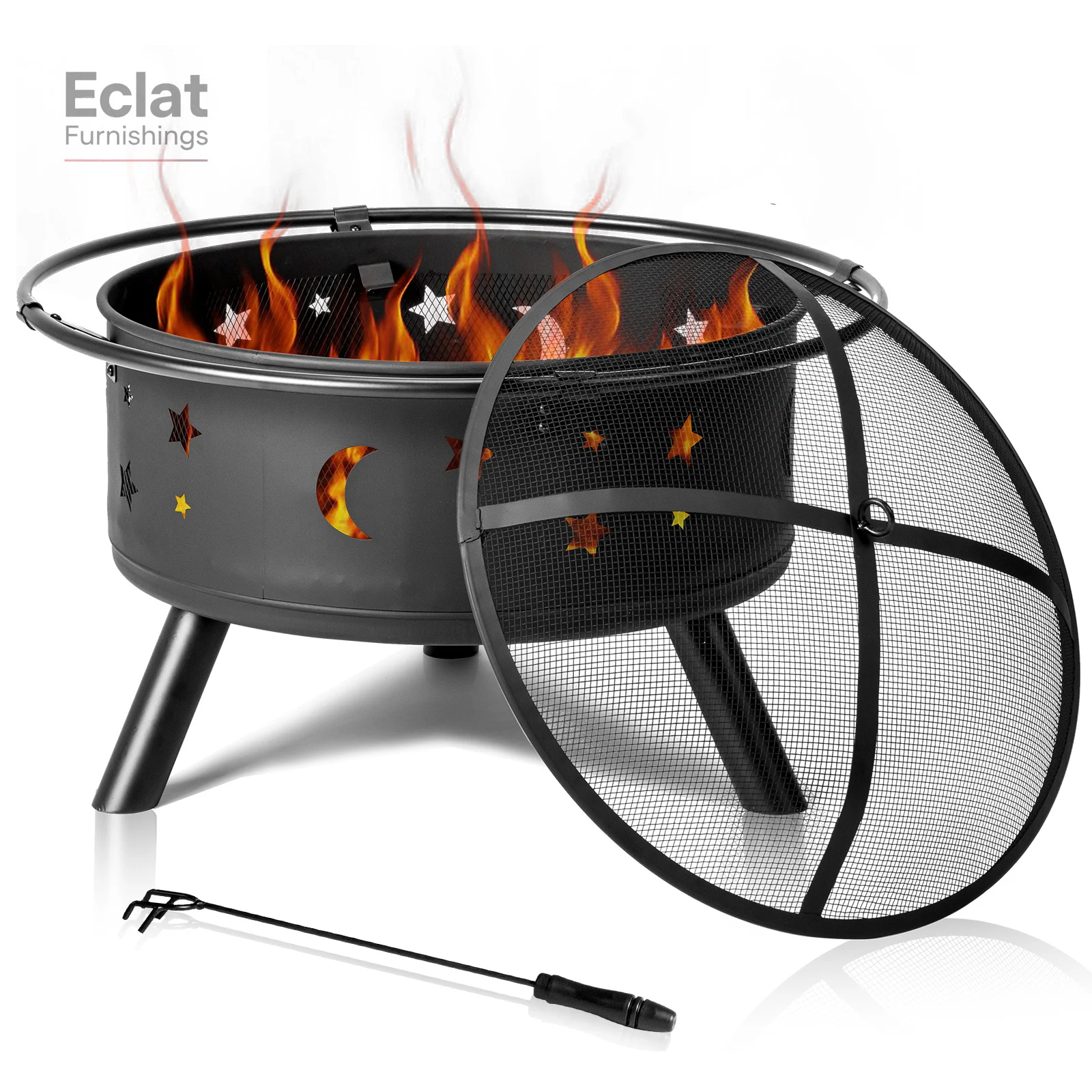 

30IN Metal Fire Pit Black,Electric Fireplace Heater, portable fire pit