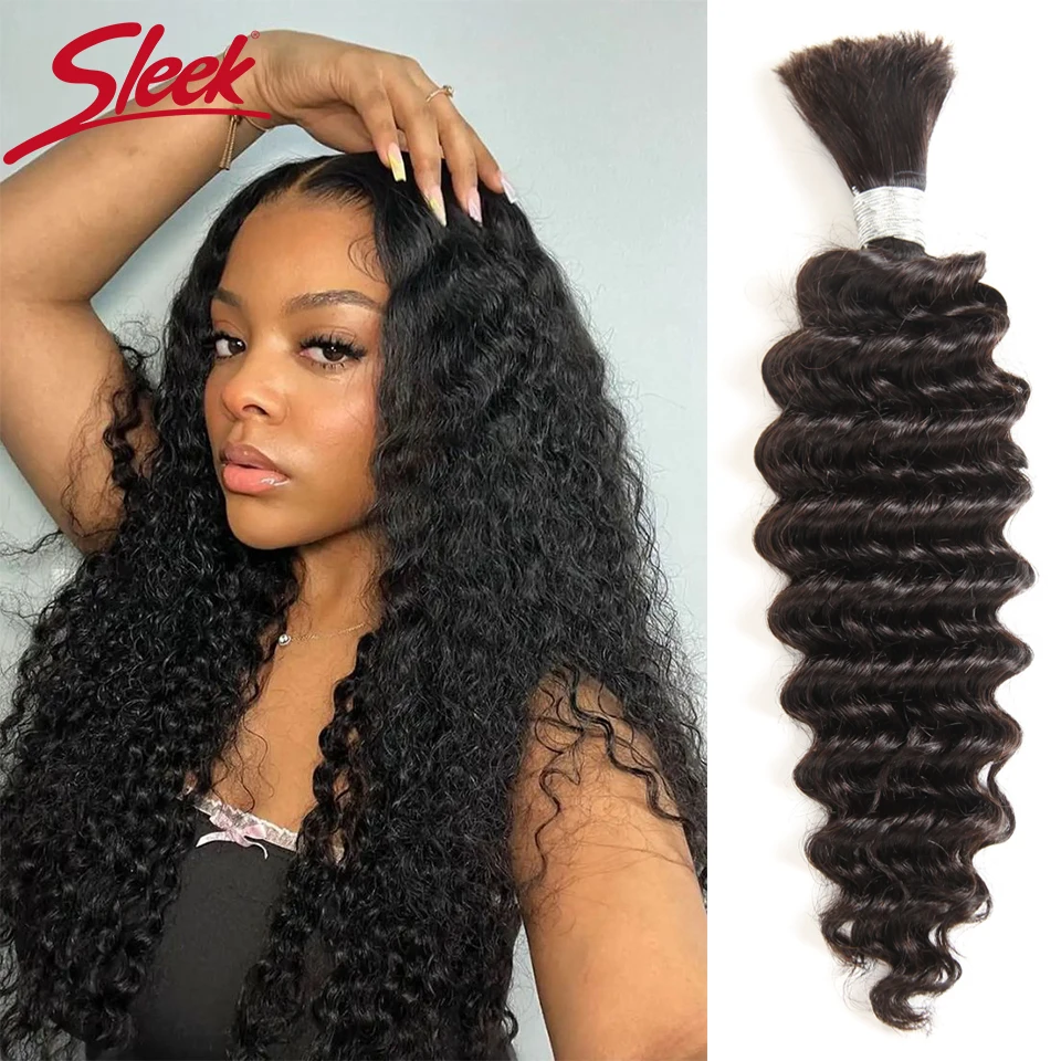 

Sleek Deep Wave Bulk Human Hair Bundles For Women Curly Human Hair Extensions Human Braiding Hair Deep Wave Bulk Human Hair