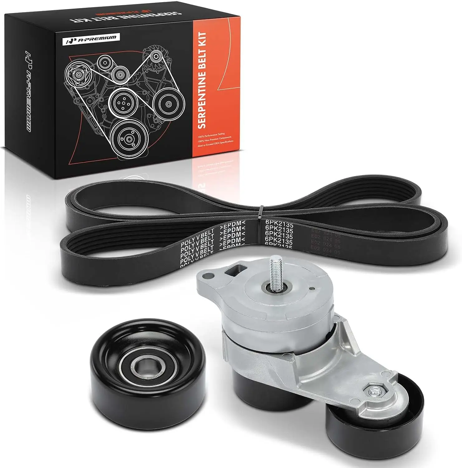 Engine Serpentine Drive Belt Kit, Tensioner and Idler Included