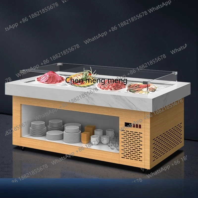 

A la carte cabinet wood grain ladder ice table display fruit fishing string spray freezer commercial