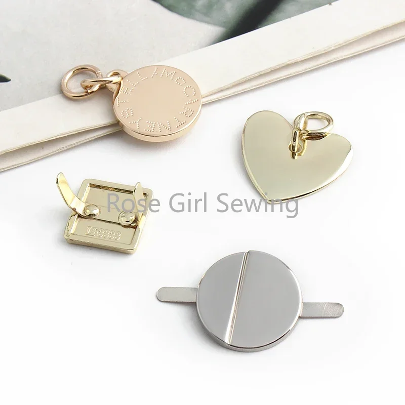 10PCS Star/Round/Heart Shape Metal Label Customize Logo For DIY Sewing Shoes Purse Handbag Bags Making Your Name Decorative Tag