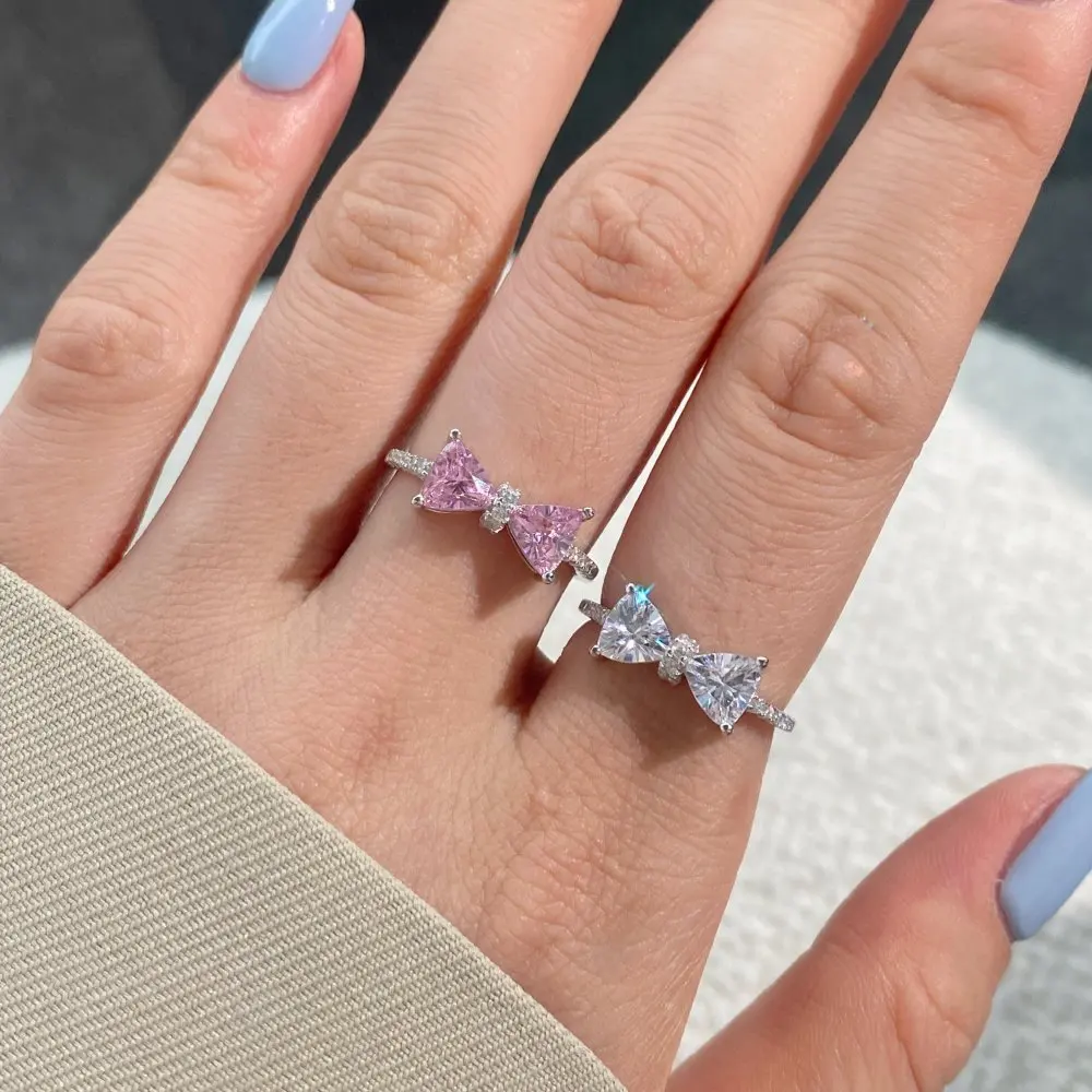 

Luxury 925 Sterling Silver Ring Pink Bow Heart-shaped, Dawn's Jewel Women Fine Fashion Ring, Classy & Chic anillos