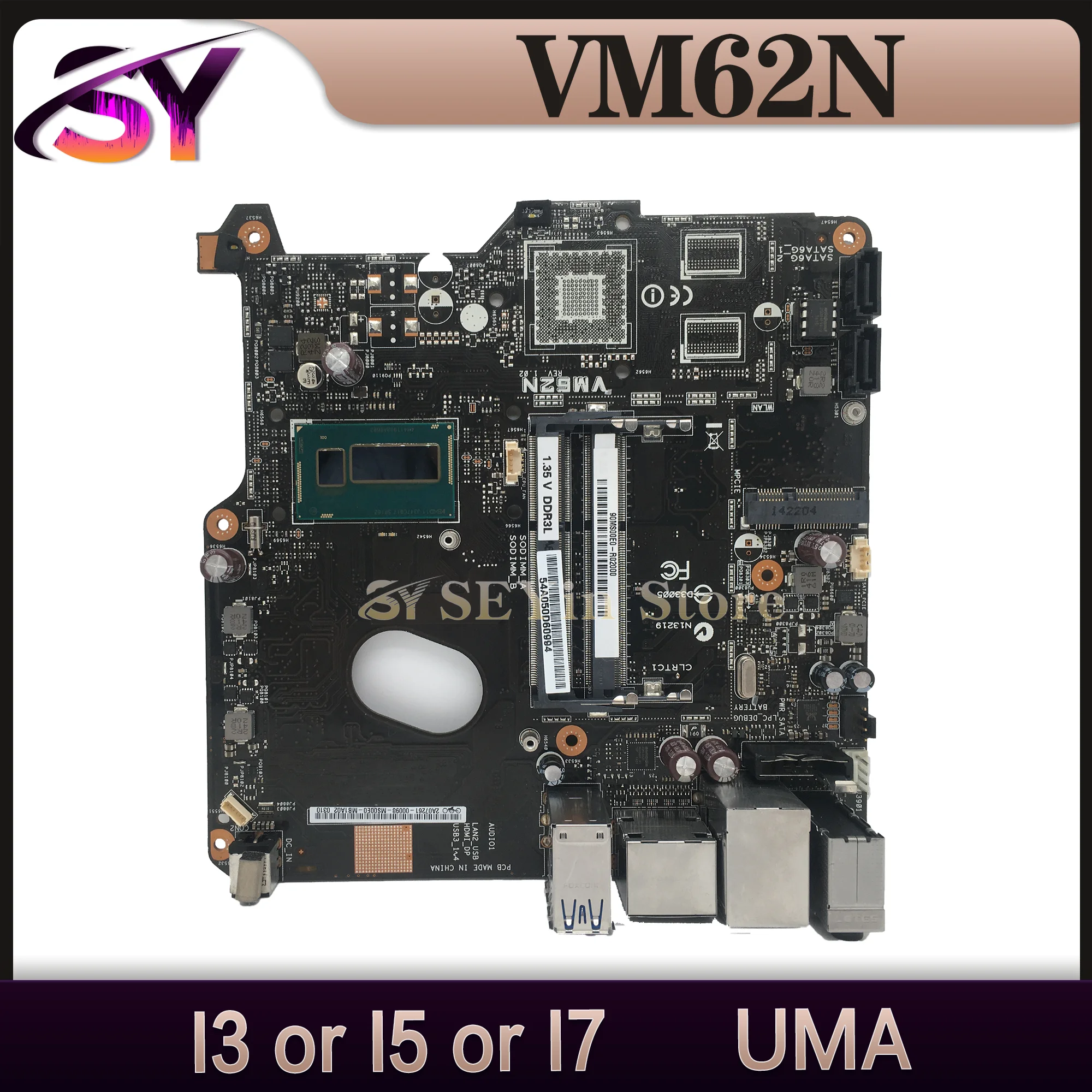 Mainboard For ASUS VivoPC VM62 VM62N Home Mini Computer Motherboard i3 i5 i7 UMA DDR3L MAIN BOARD TEST OK