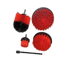 Red set brush heads for screwdriver and drill for dry cleaning brush for cleaning, a set of brush heads, brush on srewdriver