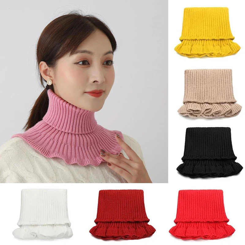 

Women Warm Windproof Winter Knitted Fake Collar Turtleneck Knitted False Fake Collar Detachable Neck Scarf Thicken Fake Collars