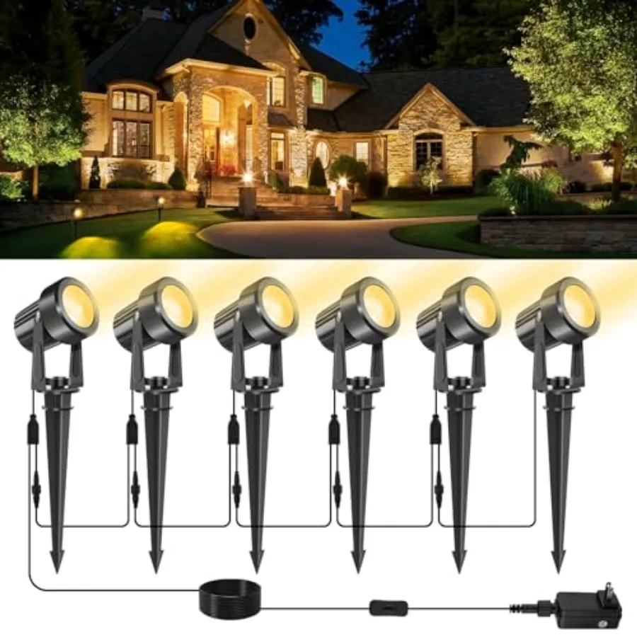 

LED Spotlights Outdoor, Low Voltage Landscape Lighting IP65 Waterproof with US Plug, 3000K Warm White Outdoor Spot Lights for Y