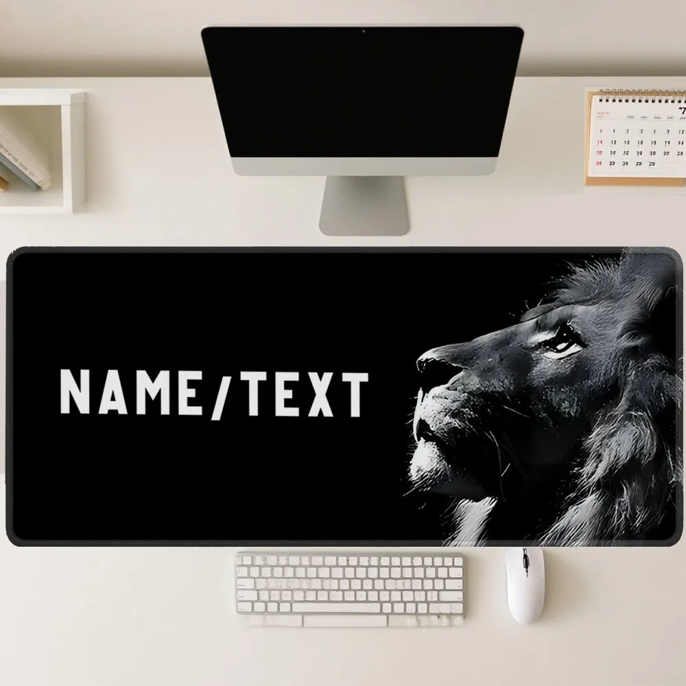 Customizable Lion Head HD Print Desk Mat, Soft Thick Rubber Edge Locking For Gamer Office Couple Gift