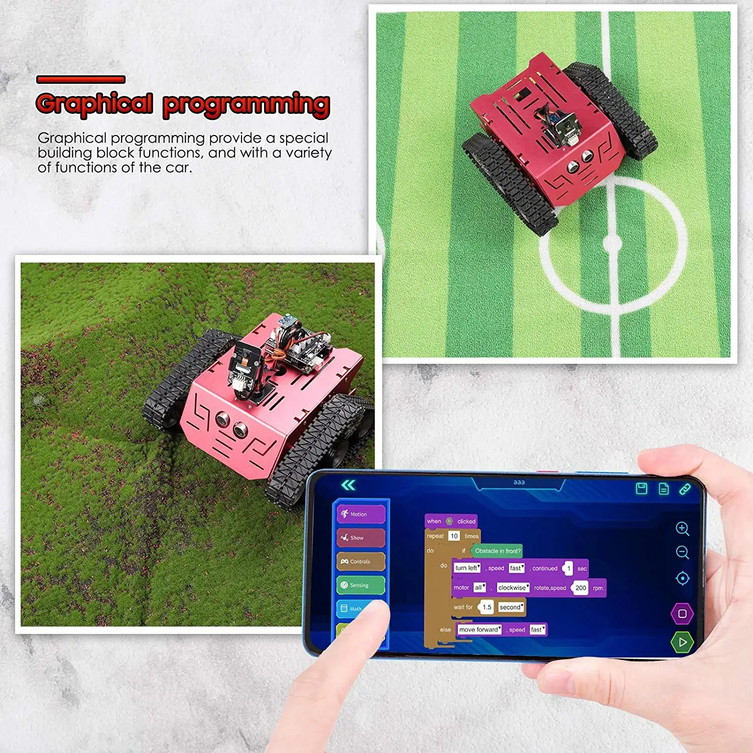 ELEGOO Conqueror Robot Tank con UNO R3, telecomando IR ecc. Kit robotico per auto giocattolo intelligente ed educativo compatibile con Arduino