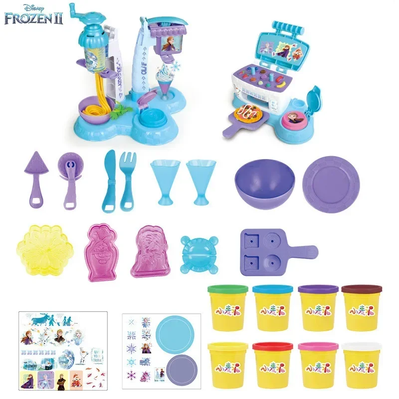 Disney-Frozen Ice Cream Maker para crianças, 3 em 1, máquina de macarrão barro colorido, brinquedos para cozinhar forno, brinquedos para brincar, presente de aniversário e Natal