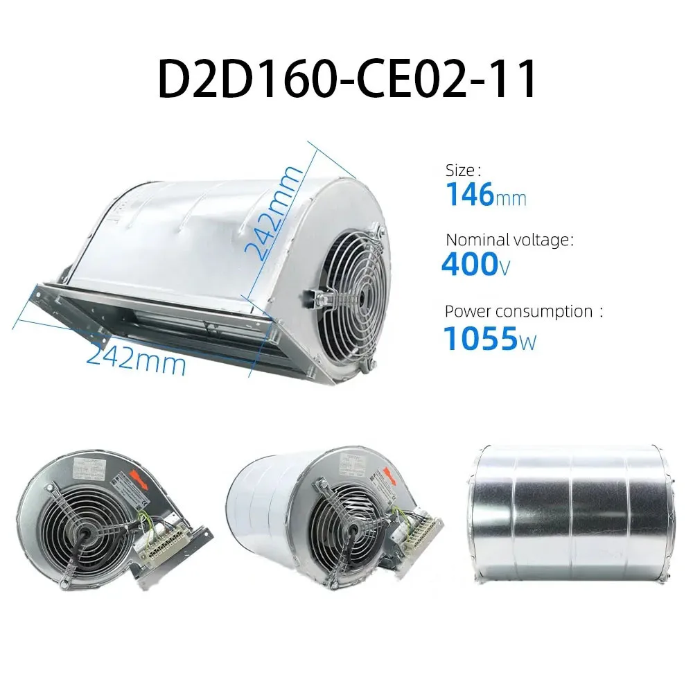 

Centrifugal Cooling Fan 2700RPM D2D160-CE02-11 230/400V 700/1055W Inverter Control Industrial