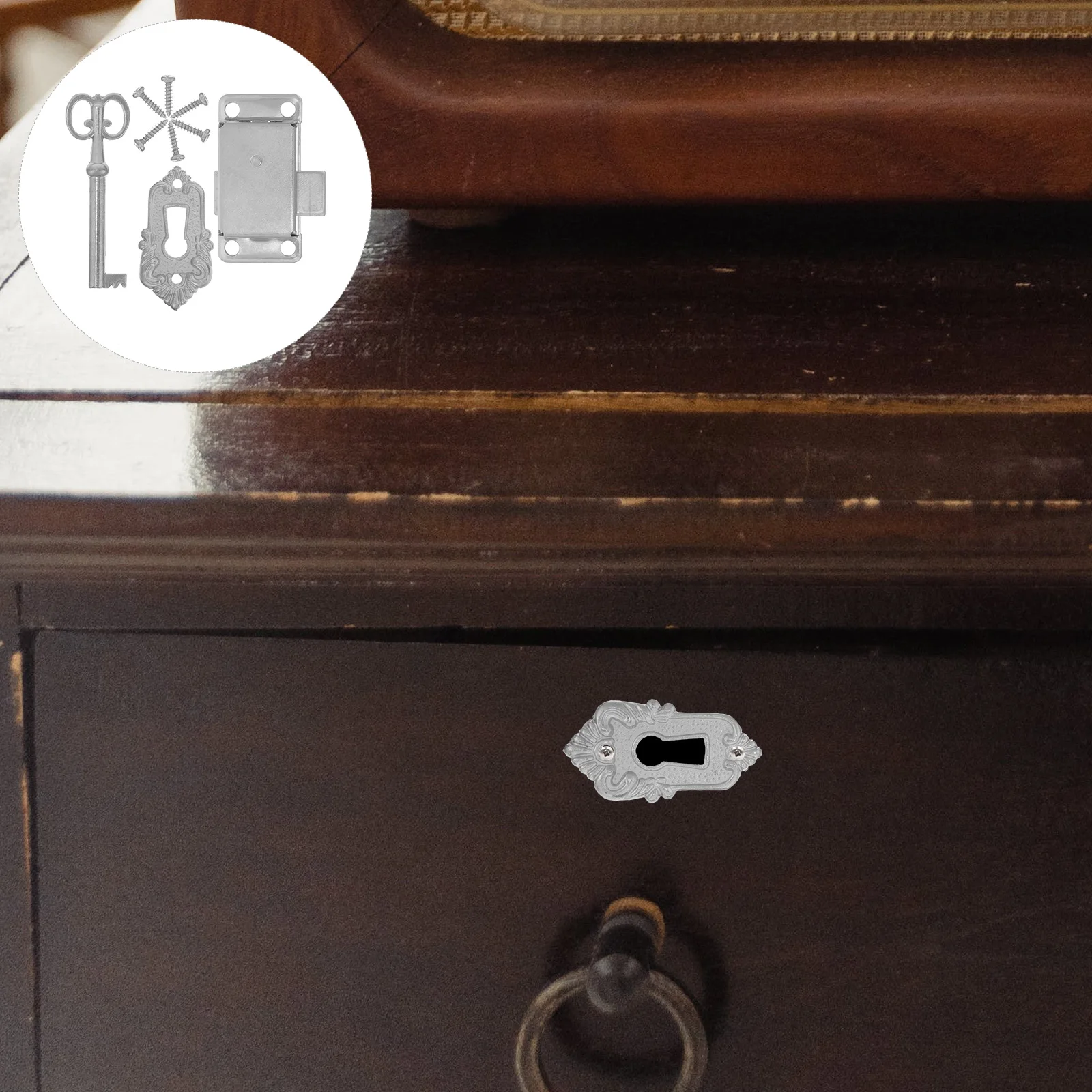 

1Set Vintage Drawer Lock Iron Zinc Alloy Material Simple Elegant Design Furniture Chest Wooden Box Security Desk Drawer Lock